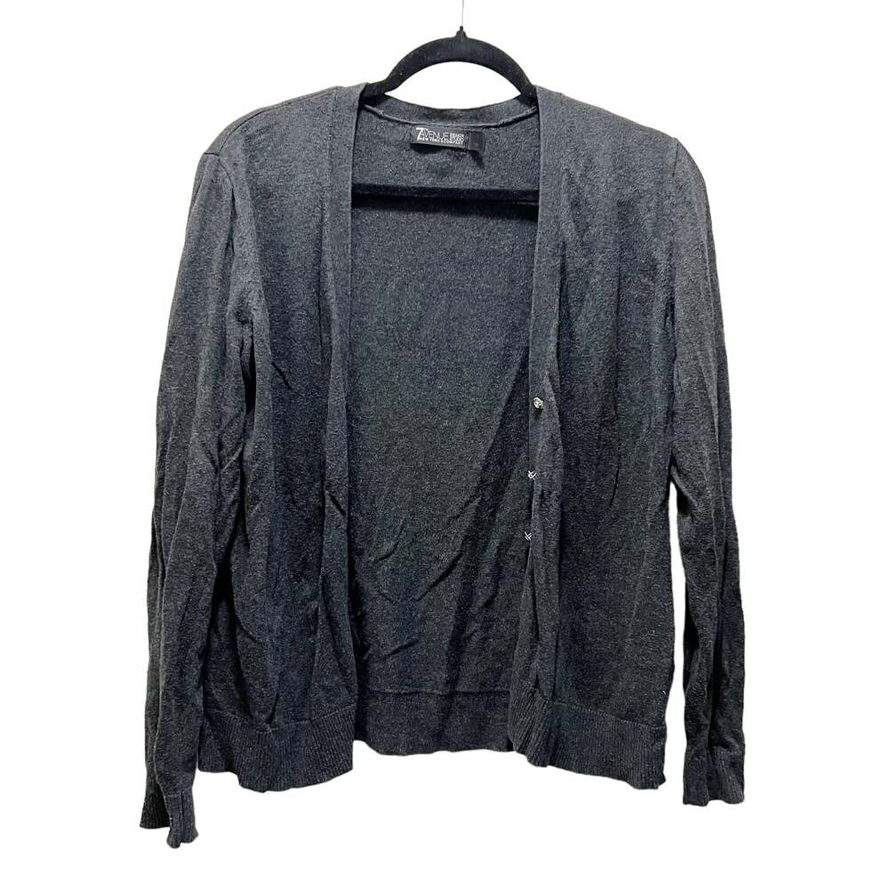 7th Avenue Design Studio Charcoal Gray Cotton Blend V-Neck Cardigan Size XL